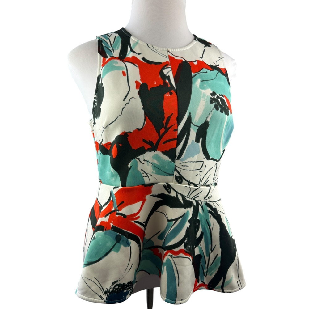 AKEMI + KIN x Anthropologie Pani Peplum Top Floral Sleeveless Scuba Women's XL - Picture 3 of 11